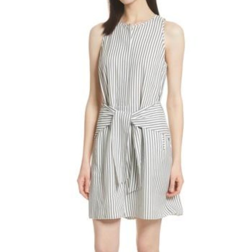 Grey Jason Wu Women's Stripe Tie Waist Romper Sz 6